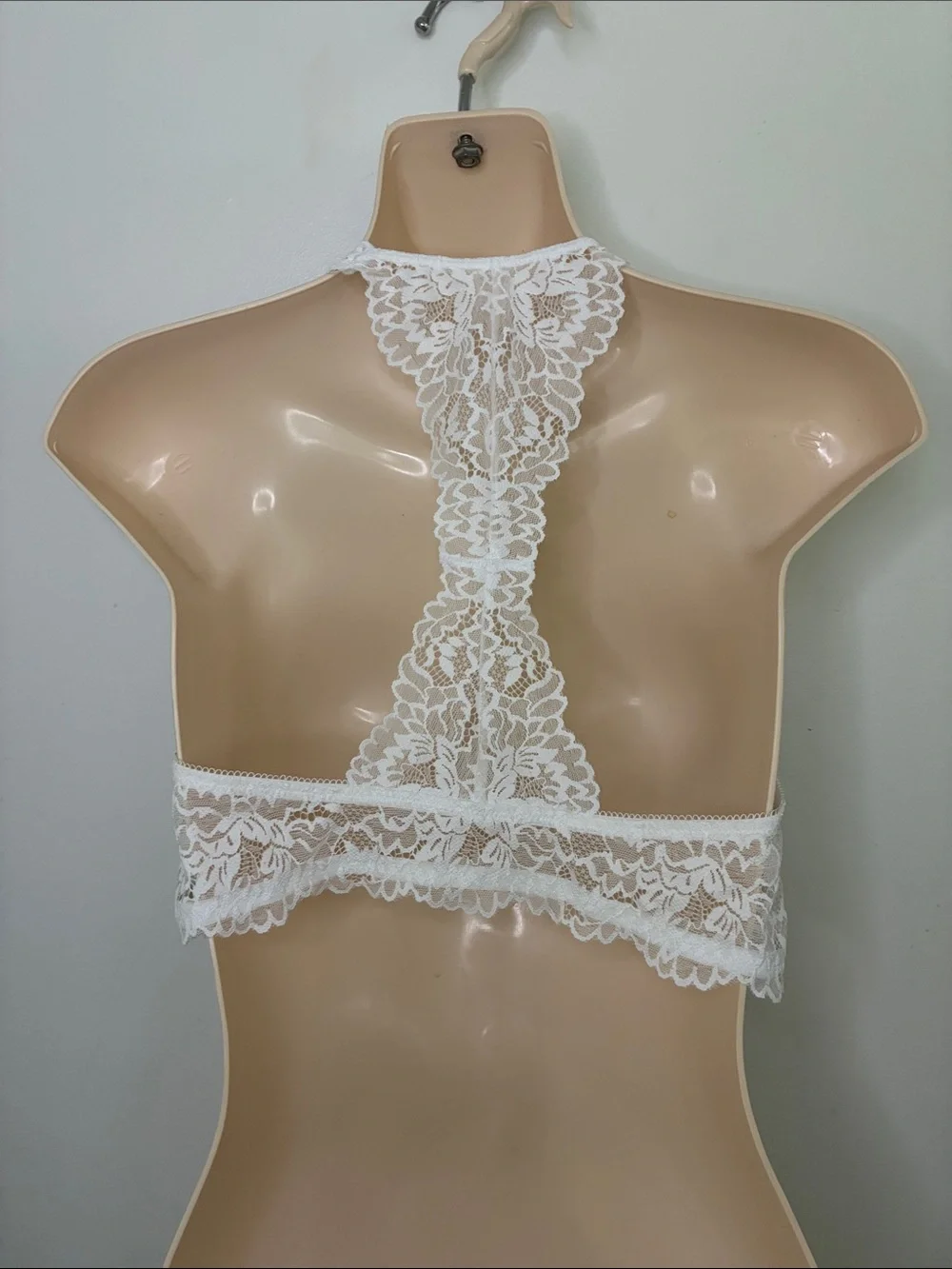 Maidenform White Lace Halter Racerback Bralette - Lightweight Womens Intimates L
